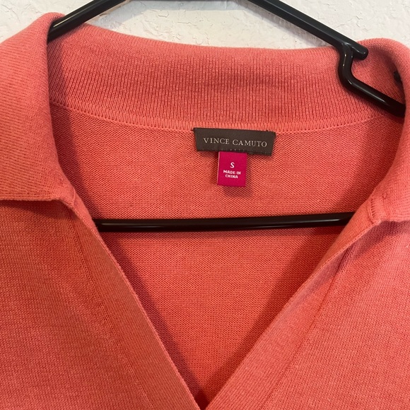 Vince Camuto - Ocean Coral Pullover Collared Lightweight Sweater - Picture 4 of 7